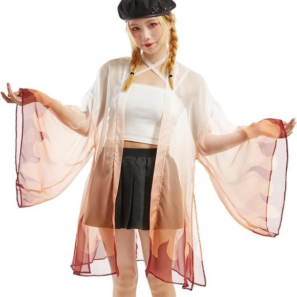 Haikyuu Women Anime Multicolored Swimsuit Beach Cover-Up Open Front Kimono‎ - Picture 1 of 16
